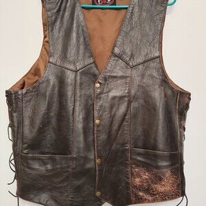 Leather Distressed Vest Vintage